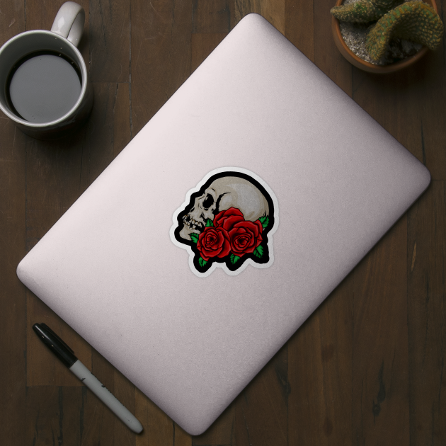 Skull, Floral Roses by logiamerch